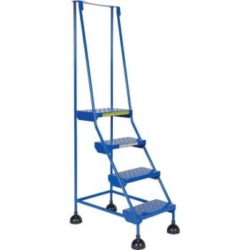 Image for Vestil Blue Perforated 4-Step Spring Loaded Rolling Ladder 31.81" from HD Supply