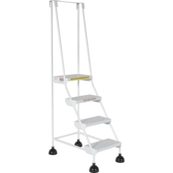 Image for Vestil White Perforated 4-Step Spring Loaded Rolling Ladder 31.81" from HD Supply
