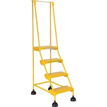 Image for Vestil Yellow Perforated 4-Step Spring Loaded Rolling Ladder 31.81" from HD Supply