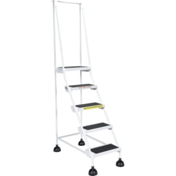 Image for Vestil White 5-Step Spring Loaded Rolling Ladder 38.06" from HD Supply