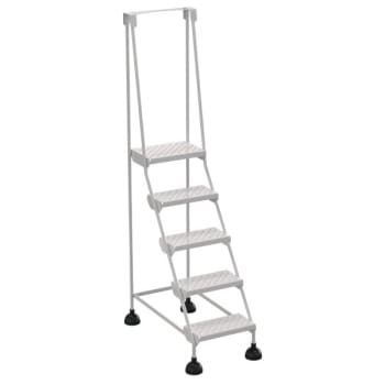 Image for Vestil White Perforated 5-Step Spring Loaded Rolling Ladder 38.06" from HD Supply