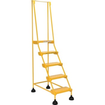 Image for Vestil Yellow Perforated 5-Step Spring Loaded Rolling Ladder 38.06" from HD Supply