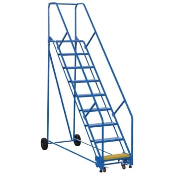 Image for Vestil 50° Perforated 9-Step Rolling Warehouse Ladder 91.5" from HD Supply