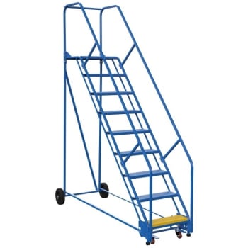 Image for Vestil 50° Perforated 9-Step Rolling Warehouse Ladder 97.75" from HD Supply