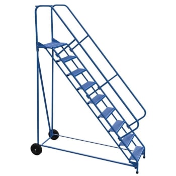 Image for Vestil 50° Perforated 9-Step Roll-A-Fold Ladder 89.63 X 34.25" from HD Supply