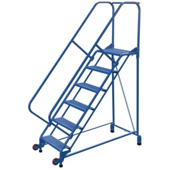 Image for Vestil 50° Perforated 6-Step Tip-N-Roll Ladder 63.38 x 29.5" from HD Supply