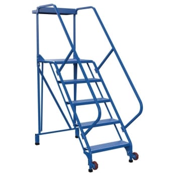 Image for Vestil 50° Perforated 5-Step Tip-N-Roll Straddle Ladder 69.38 X 29.5" from HD Supply