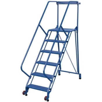 Vestil 50° Perforated 6-Step Tip-N-Roll Straddle Ladder 77.13 X 29.5"