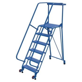 Image for Vestil 58° Grip Strut 6-Step Tip-N-Roll Straddle Ladder 68.25 x 29.5" from HD Supply