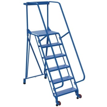 Image for Vestil 58° Perforated 6-Step Tip-N-Roll Straddle Ladder 68.25 x 29.5" from HD Supply