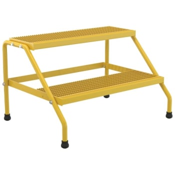 Image for Vestil Yellow 2-Step Wide Knock-Down Aluminum Step Stand 24.56 x 32.81" from HD Supply
