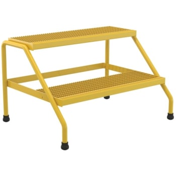 Vestil Yellow 2-Step Wide Welded Aluminum Step Stand 24.56 x 32.81"