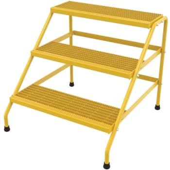 Image for Vestil Yellow 3-Step Wide Knock-Down Aluminum Step Stand 34.56 x 32.81" from HD Supply