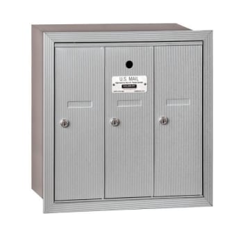 Salsbury Industries® Aluminum-Vertical Mailbox- Recessed Mounted -3 Doors