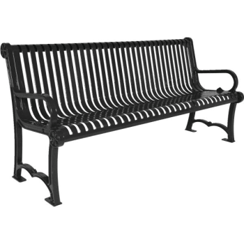 Ultrasite® 6' Charleston Rendezvous Park Bench, Thermoplastic Coated Steel, Dual Mountability - Black