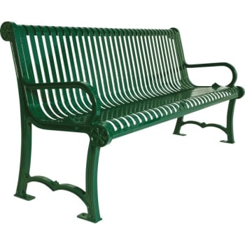 Ultrasite® 6' Rendezvous Park Bench, Thermoplastic Coated Steel, Dual Mountability - Green