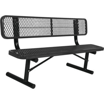 Ultrasite® 6' Portable Park Bench, Thermoplastic Coated Steel, Diamond Pattern - Black