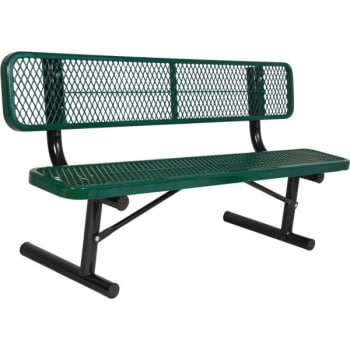 Ultrasite® 6' Portable Park Bench, Thermoplastic Coated Steel, Diamond Pattern - Green