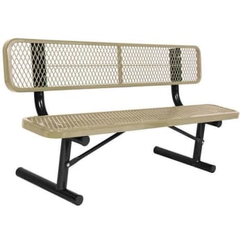 Image for Ultrasite® 6' Portable Park Bench, Thermoplastic Coated Steel, Diamond Pattern - Beige from HD Supply