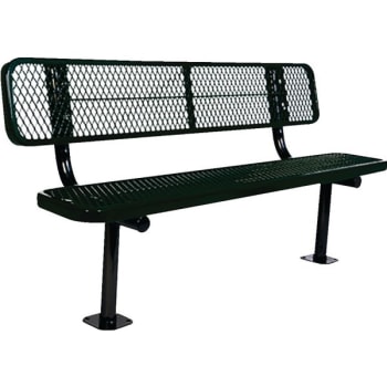 Ultrasite® 6' Park Bench, Surface Mount, Thermoplastic Coated Steel, Diamond Pattern - Black