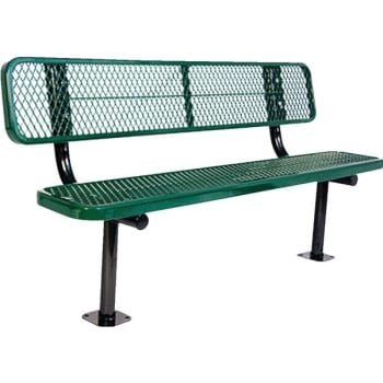 Ultrasite® 6' Park Bench, Surface Mount, Thermoplastic Coated Steel, Diamond Pattern - Green