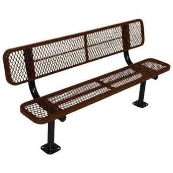 Image for Ultrasite® 6' Park Bench, Surface Mount, Thermoplastic Coated Steel, Diamond Pattern - Brown from HD Supply