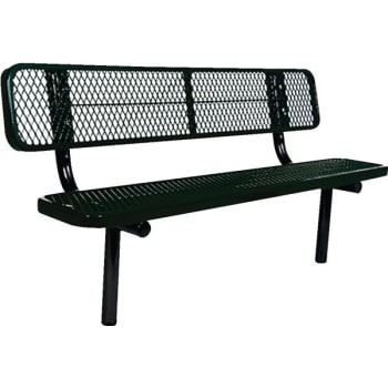 Ultrasite® 6' Park Bench, In-Ground Mount, Thermoplastic Coated Steel, Diamond Pattern - Black