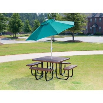 Ultrasite® 6-1/2' Square Picnic Table, Thermoplastic Coated Steel, Diamond Pattern - Brown
