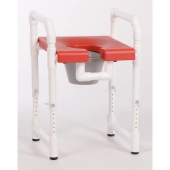Ipu® 300 Lbs Toilet Safety Frame With Blow Molded Seat And Pail, Red