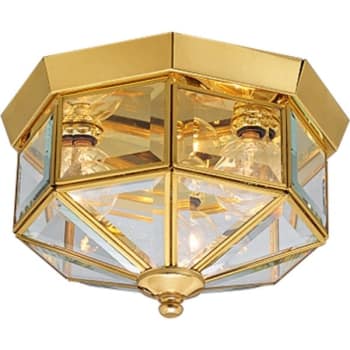 Image for Progress Lighting Brass Three-Light Flush Fixture With Clear Glass 9.75 X 6 from HD Supply