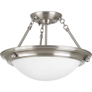 Image for Progress Lighting Nickel Two-Light Flush Fixture In Satin White Glass from HD Supply