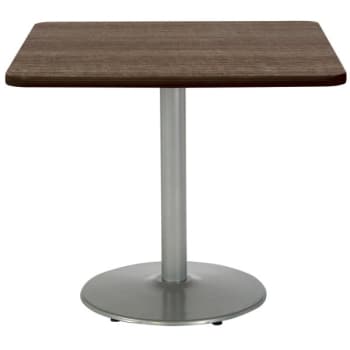 Image for KFI 42" Square Pedestal Table With Studio Teak Top, Round Silver Base from HD Supply