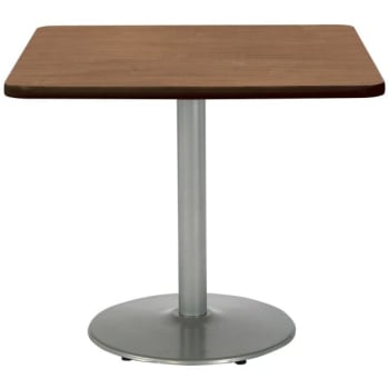 Image for Kfi 36" Square Pedestal Table With River Cherry Top, Round Silver Base from HD Supply