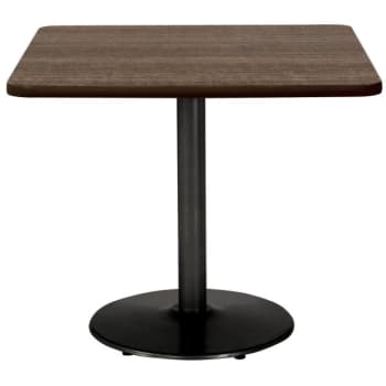Image for KFI 30" Square Pedestal Table With Studio Teak Top, Round Black Base from HD Supply