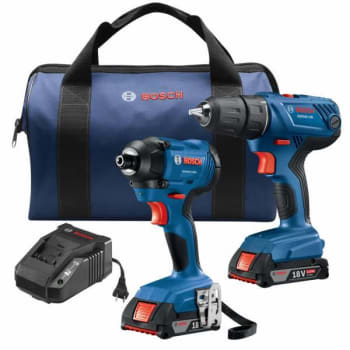 Bosch 18 Volt Cordless 2-Tool Kit w/ Compact 1/2 in. Drill/Driver and 1/4 in. Hex Impact Driver