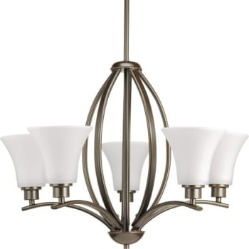 Image for Progress Lighting Joy Five Light Chandelier, Antique Bronze White Shades from HD Supply