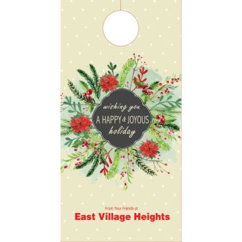 Holiday Door Tag- Holiday Wreath Design, Package Of 50