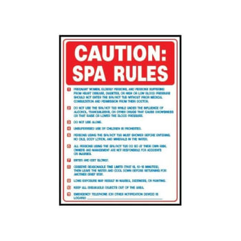 Image for HY-KO "Caution Spa Rules" Sign,  Polyethylene, 14" x 10", Package of 5 from HD Supply