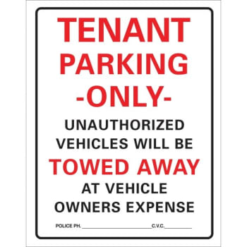 Image for Hy-Ko "tenant Parking Only" Polyethylene Sign, 19-1/4" X 15" from HD Supply
