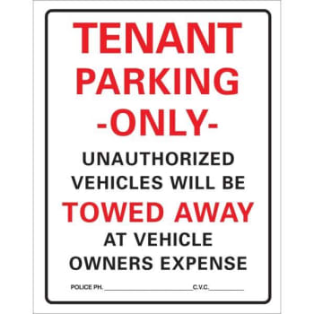 Image for Hy-ko "tenant Parking Only" Polyethylene Sign, 19-1/4" X 15" from HD Supply