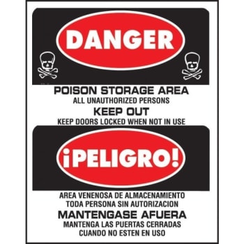 Image for Hy-Ko "danger Poison Storage" Bi-Ling Polystyrene Sign, 19 X 15", Package Of 5 from HD Supply