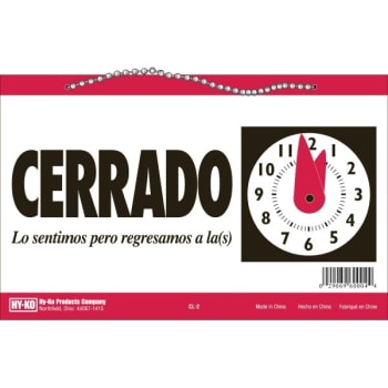 Hy-Ko "abierto" "cerrado" Reloj Senale Sign, Plastic, 7" X 9-1/2", Package Of 3