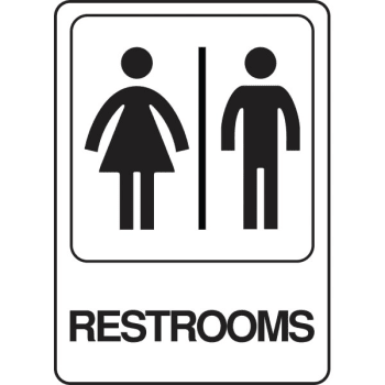 Image for HY-KO "Restrooms" Plexiglass Sign, White, 10" x 6", Package of 5 from HD Supply