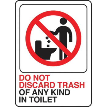 Image for Hy-Ko "do Not Discard Trash In Toilet" Plexiglass Sign, 10" X 6", Package Of 5 from HD Supply
