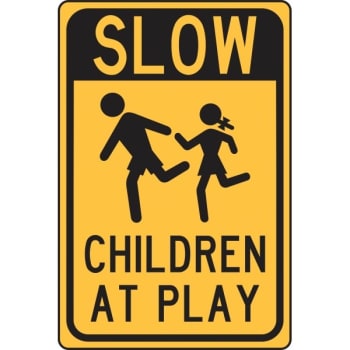 Image for HY-KO "Slow Children At Play" Aluminum Sign, Black/Yellow, 12 x 18" from HD Supply