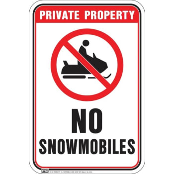 Image for HY-KO "Private Property No Snowmobiles" Aluminum Sign, 12" x 18" from HD Supply