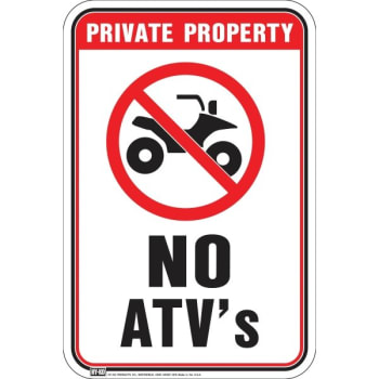 Image for HY-KO "Private Property No ATV's" Aluminum Sign, 12" x 18" from HD Supply