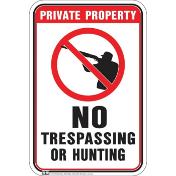Image for HY-KO "Private Property NO TRESPASSING Or Hunting" Aluminum Sign, 12" x 18" from HD Supply
