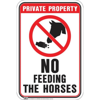 Image for HY-KO "Pricate Property No Feeding The Horses" Aluminum Sign, 12" x 18" from HD Supply