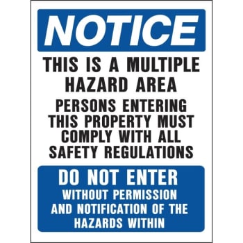 Image for Hy-Ko "notice Multiple Hazard" Sign, Polystyrene, 24 X 18", Package Of 5 from HD Supply
